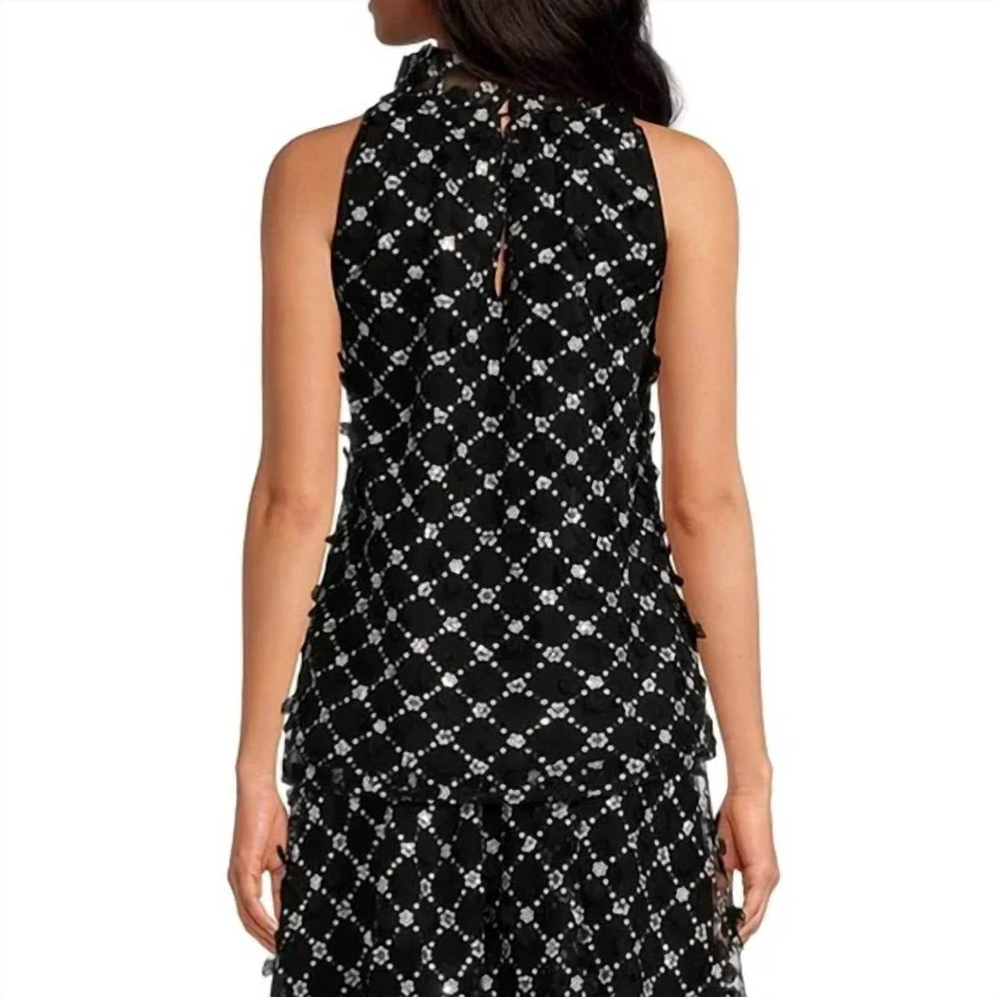 Abbey Glass - Rory Sequin Lattice Lace Top