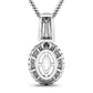 0.22 Carat Genuine White Diamond 14K White Gold Semi Mount Pendant - holds 9x7mm Oval Gemstone