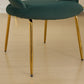 Velvet Fabric Dining Chair with Curved Backrest and Golden Metal Legs