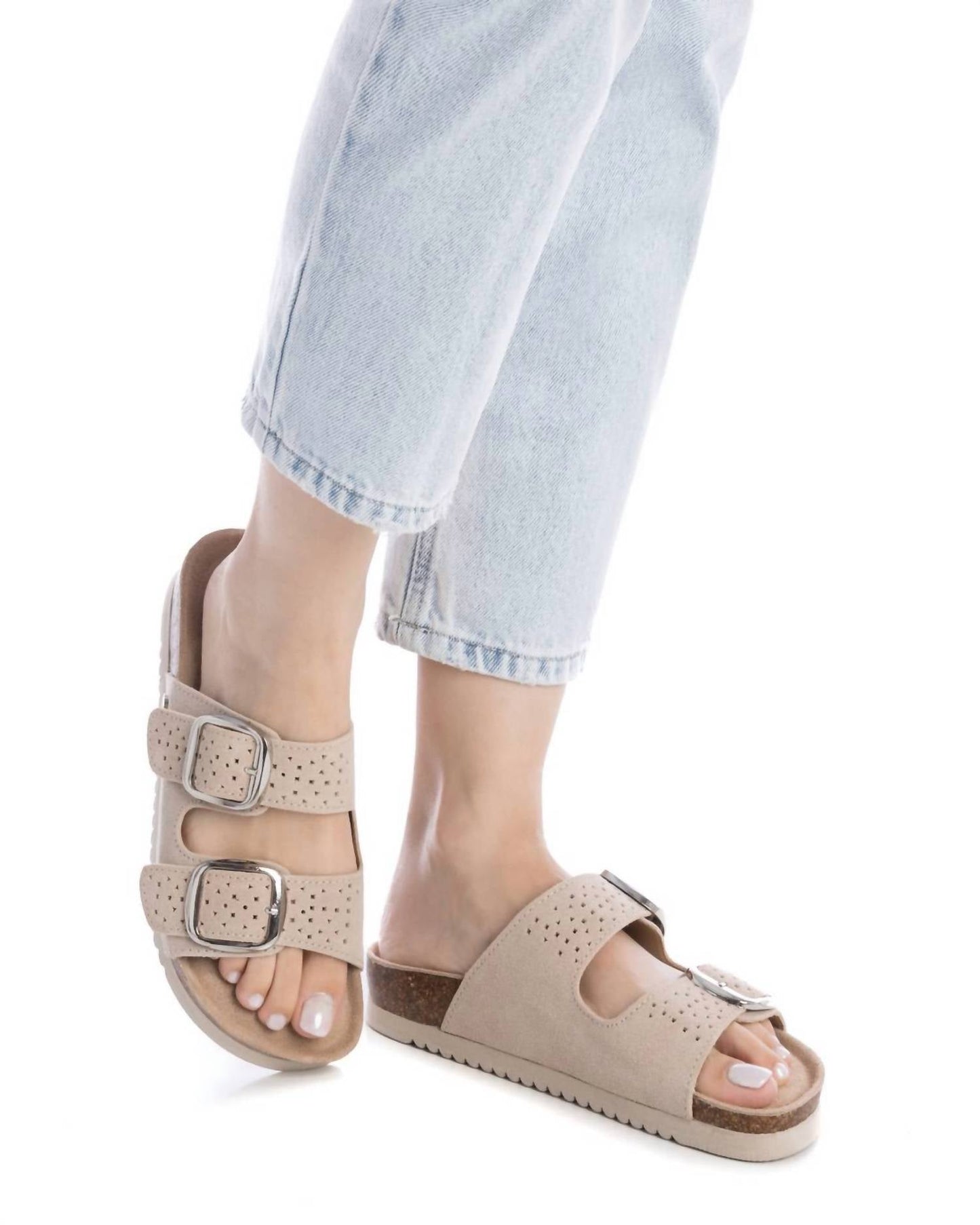 Xti - Women's Double Buckle Slide Sandals