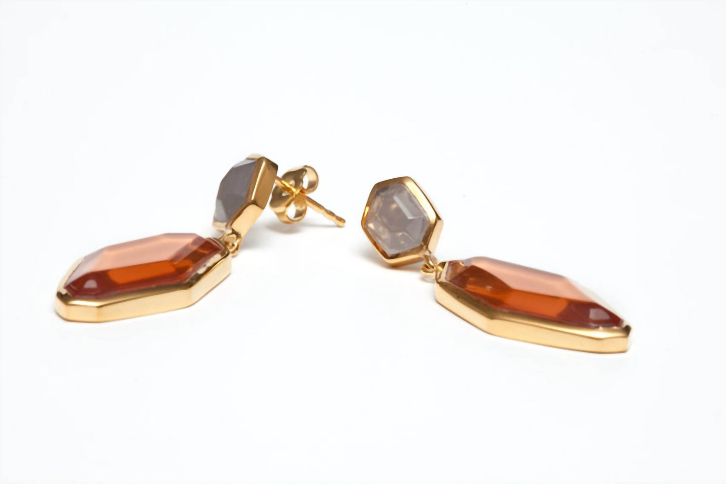 Avenue Chic - Women's Geometric Double Drop Earrings