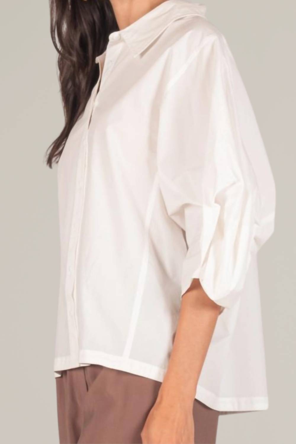 P.Cill - Poplin Balloon Sleeve Button Down Shirt