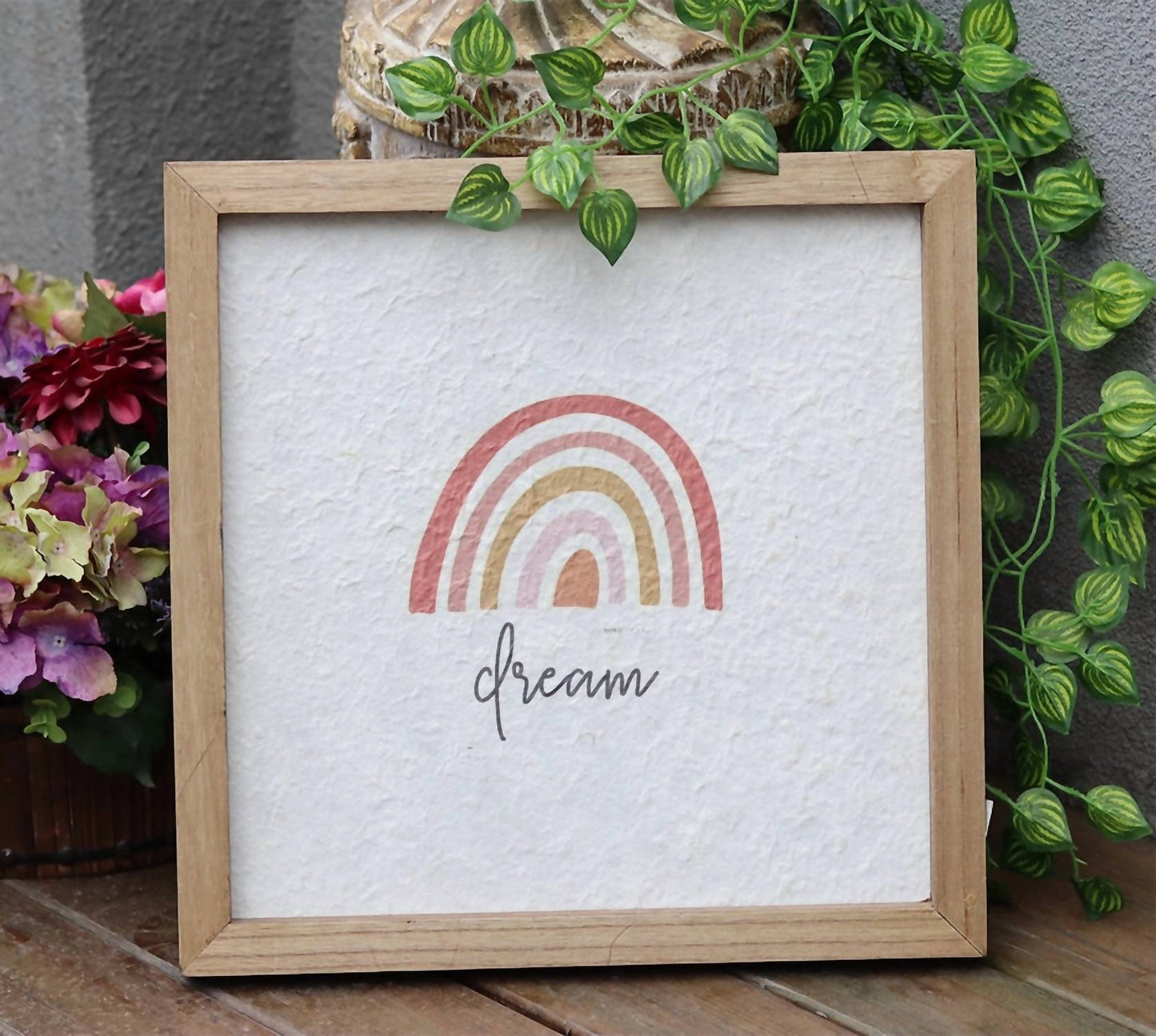 Paris Loft - Dream Rainbow Decorative Wood Framed Wall Art Plaque