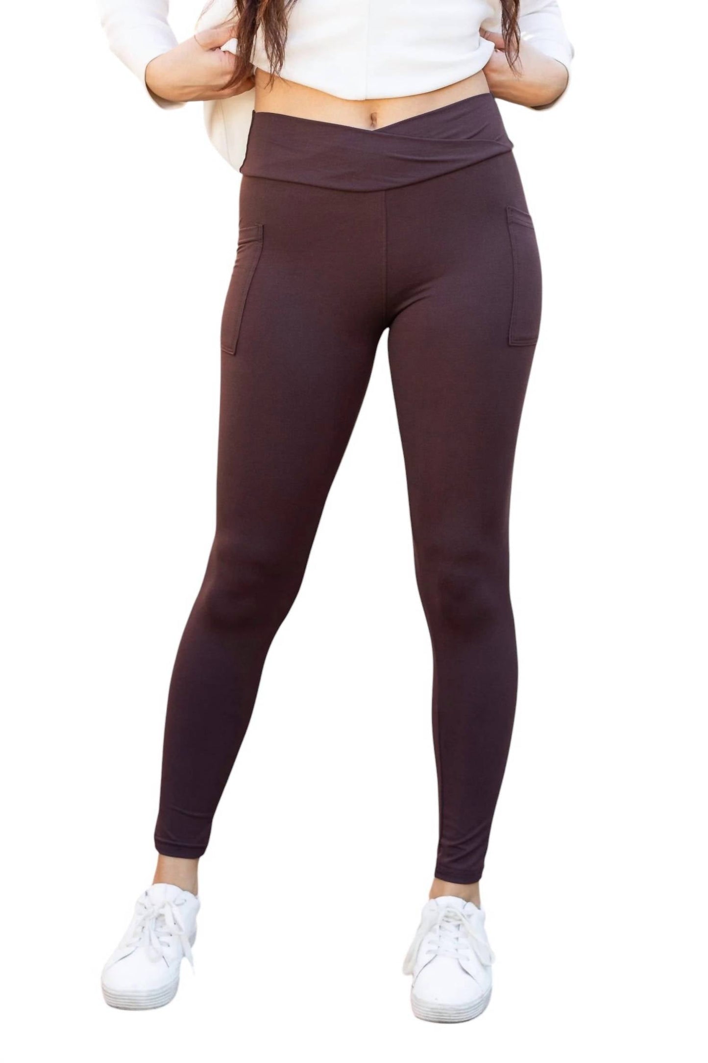 Julia Rose - Becca Crossover Full Length Leggings with Pockets