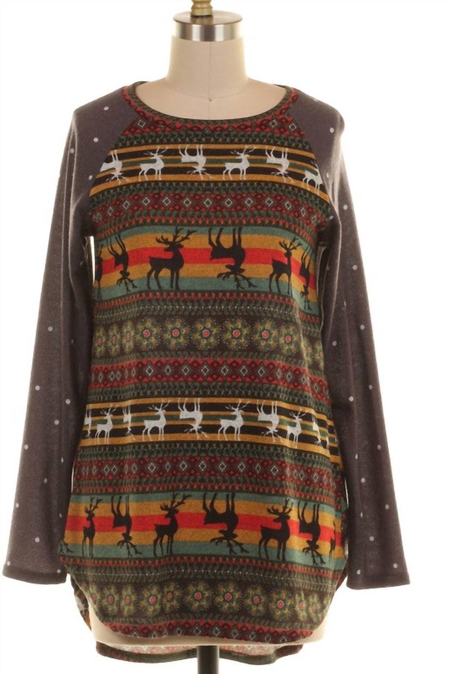Blank - Women's Reindeer Printed Sweater - Plus
