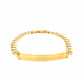 14k Two Tone Gold 8 1/2 inch Mens Narrow Curb Chain ID Bracelet with White Pave