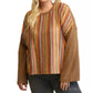Gigio - Novelty Knit And Solid Knit Mixed Loose Top