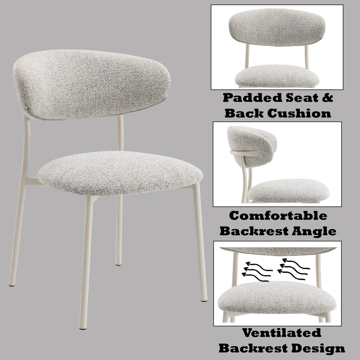 Kalam Fabric Side Chair (Set of 2) - Light Gray