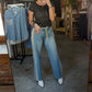 Ee:Some - Mineral Washed Drawstring Side Stripe Jeans