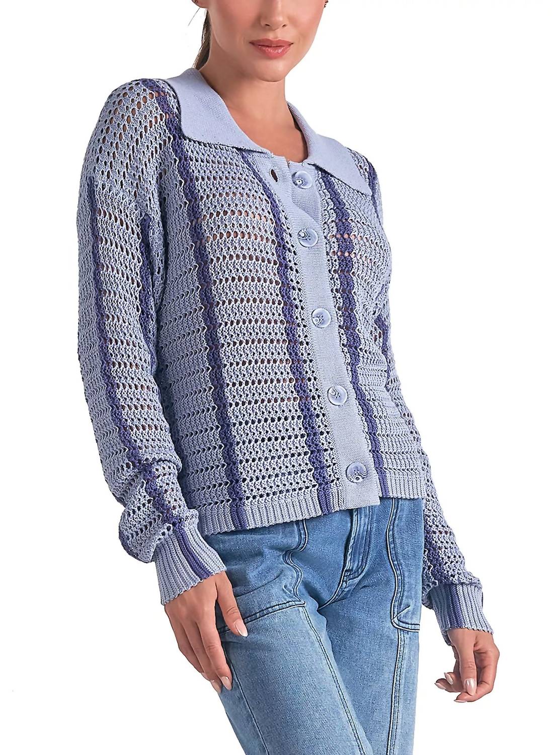 Elan - Sweater V Neck Button Down