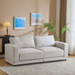 Modern Square Arm Sofa with Soft Fabric Upholstery and Deep Cushions