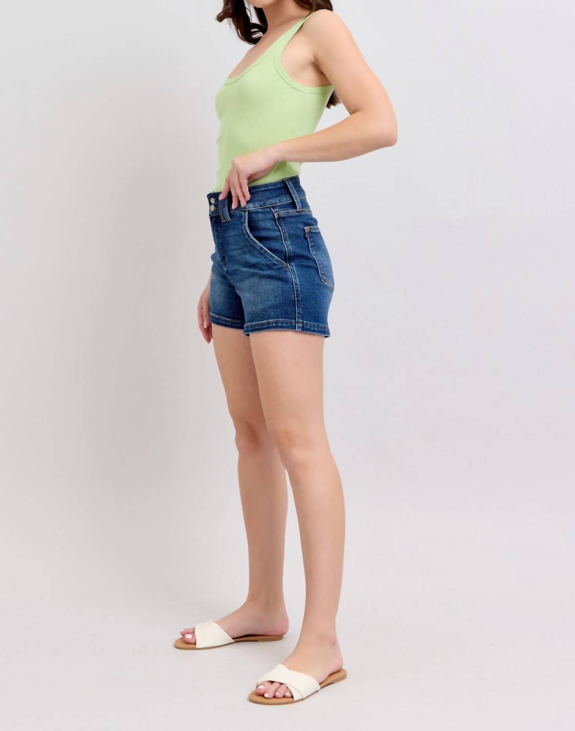 Judy Blue - High Waist Double Button Waistband Shorts