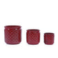 3 Pieces Ceramic Flowerpot Planter For Patio & Garden Or Windowsills - Bean Paste Red