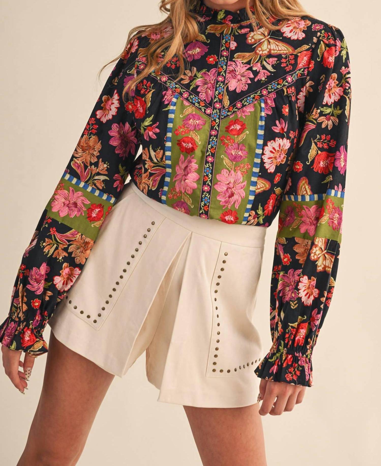 &Merci - Printed Border Trim Top