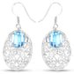 10.72 Carat Genuine Blue Topaz .925 Sterling Silver Earrings