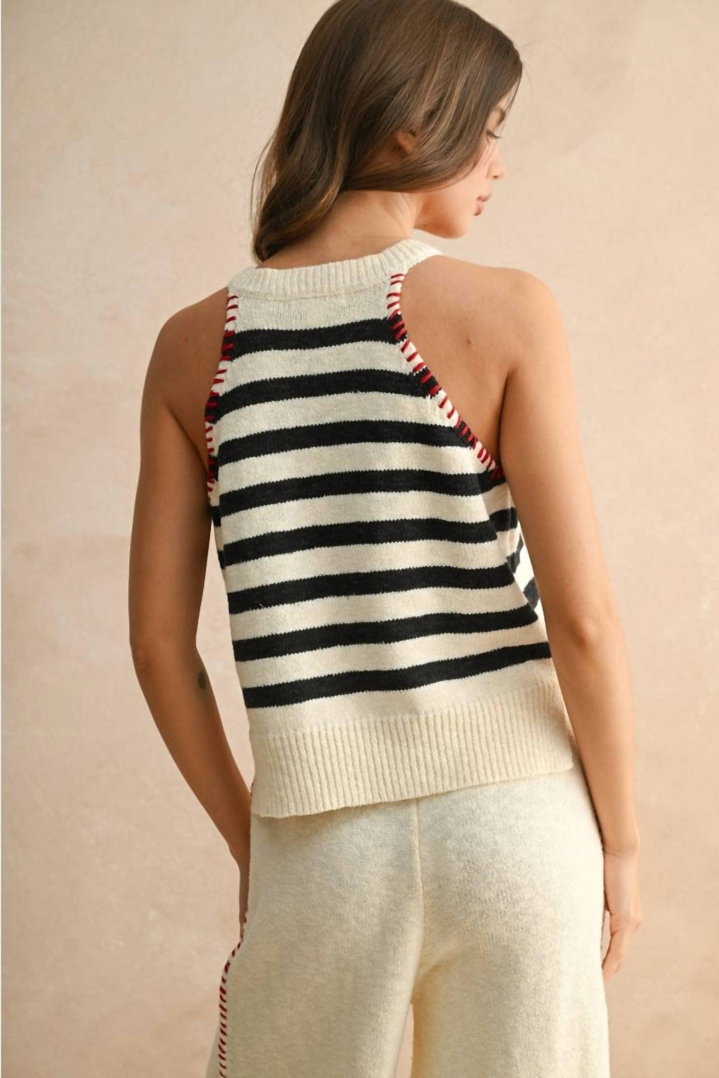 Miou Muse - Stitch Detail Knit Top