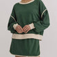 Entro - Solid Contrast Trim Long Sleeve Top