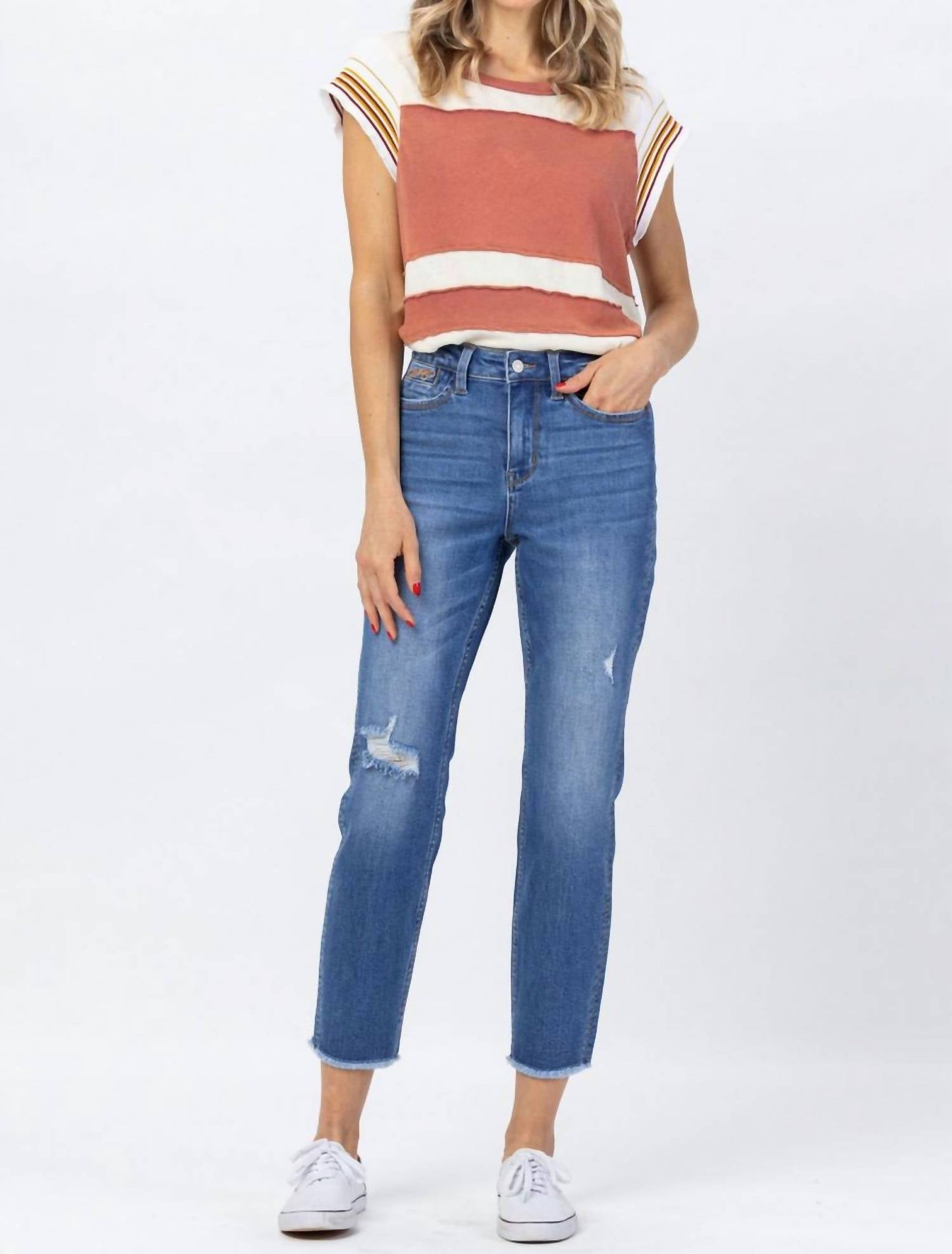Judy Blue - Howdy High Waist Boyfriend Jean With Seam Stitch