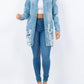 American Bazi - Distressed Button Up Long Sleeve Denim Jacket