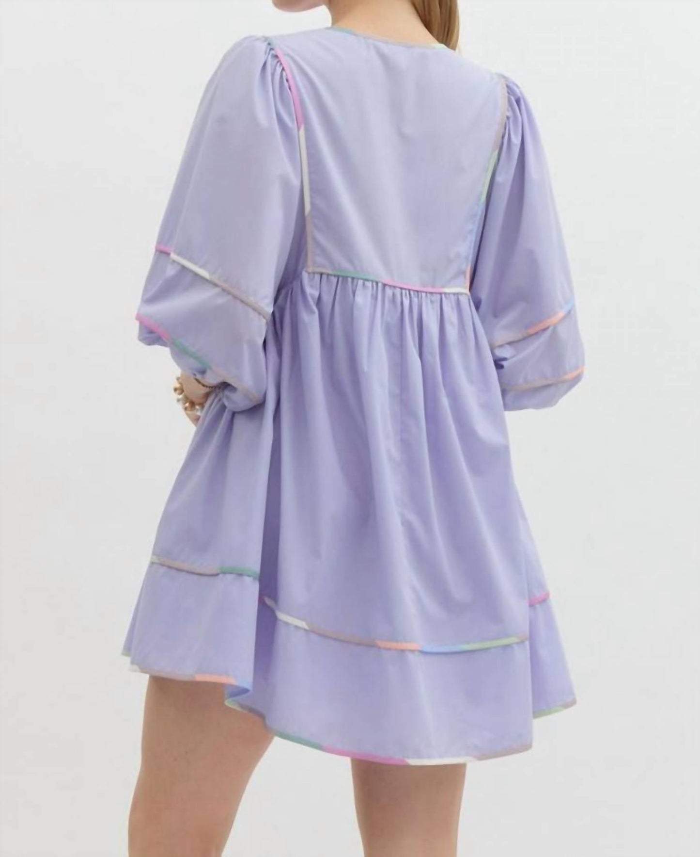Entro - Split V-neck Puff Dress