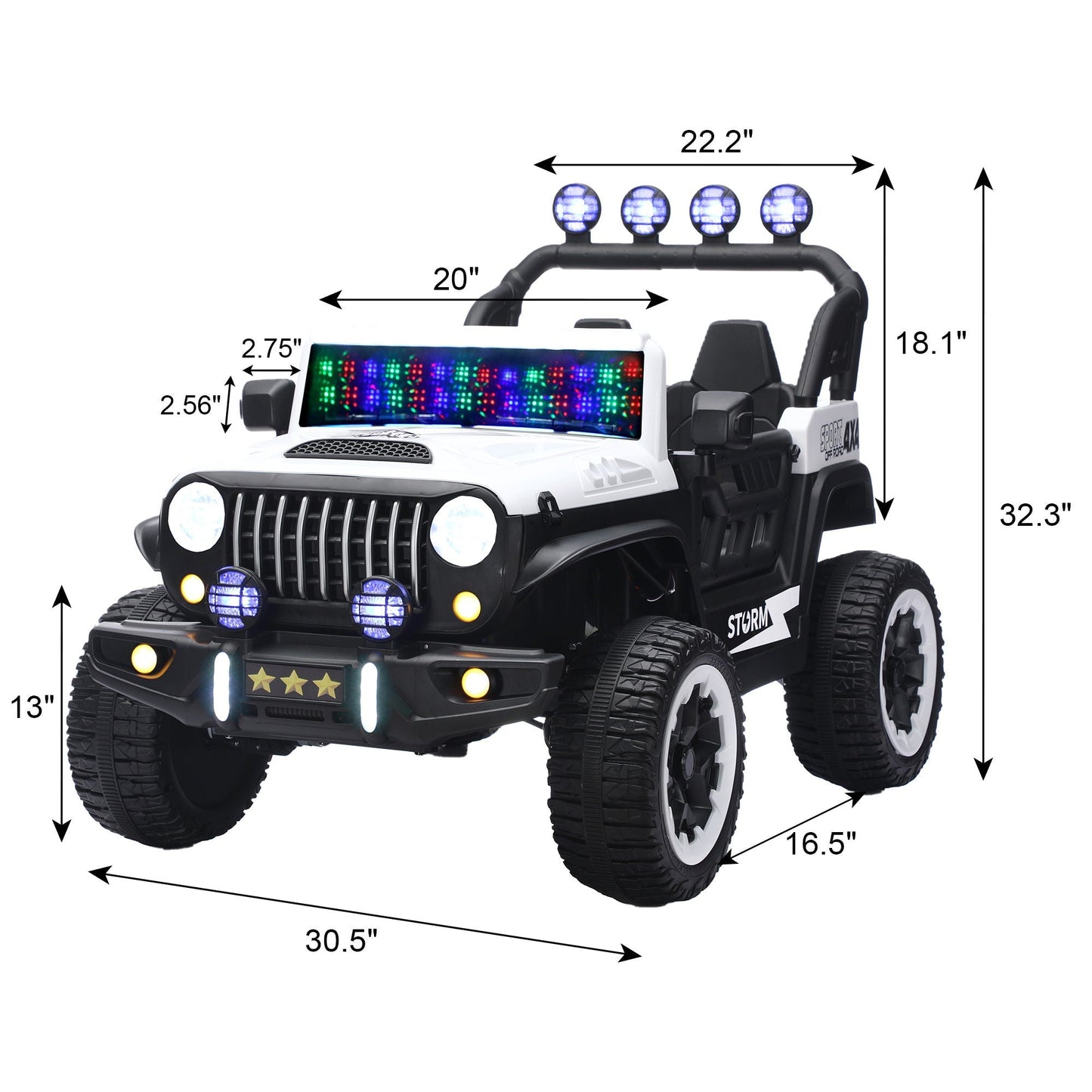 रिमोट कंट्रोल वाली इलेक्ट्रिक कार, रंगीन LED लाइट्स, USB और MP3