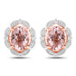 3.52 Carat Genuine Morganite and White Diamond 14K Rose Gold Earrings