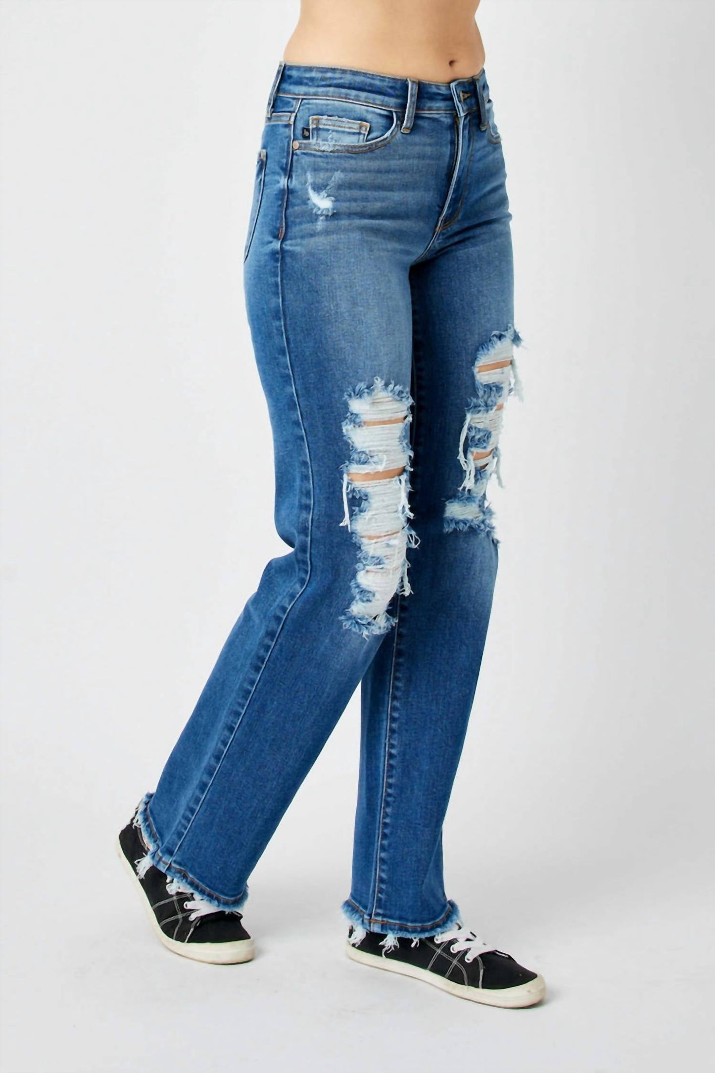 Judy Blue - Mid Rise Distressed Dad Jeans