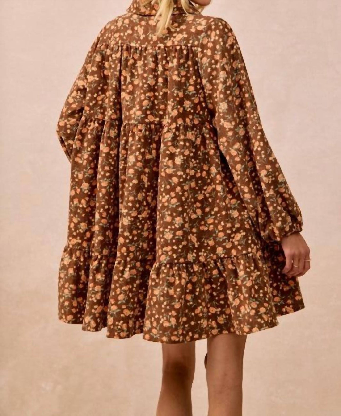 Bibi - Floral Print Corduroy Dress