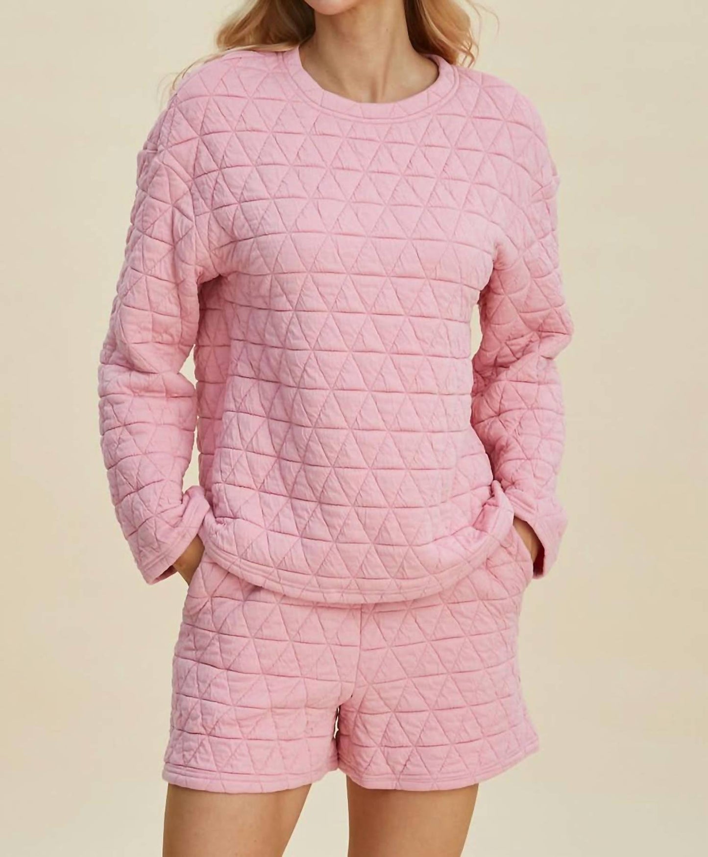 Double Take - Textured Top And Shorts Set