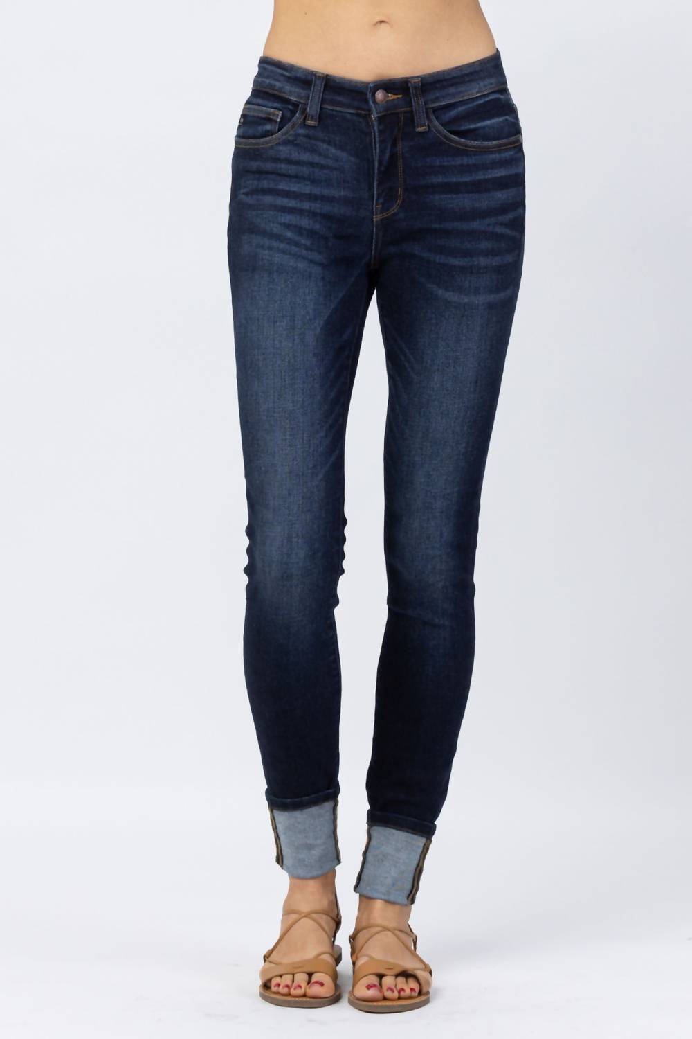 Judy Blue - Mid Rise Long Inseam Skinny Denim Jeans