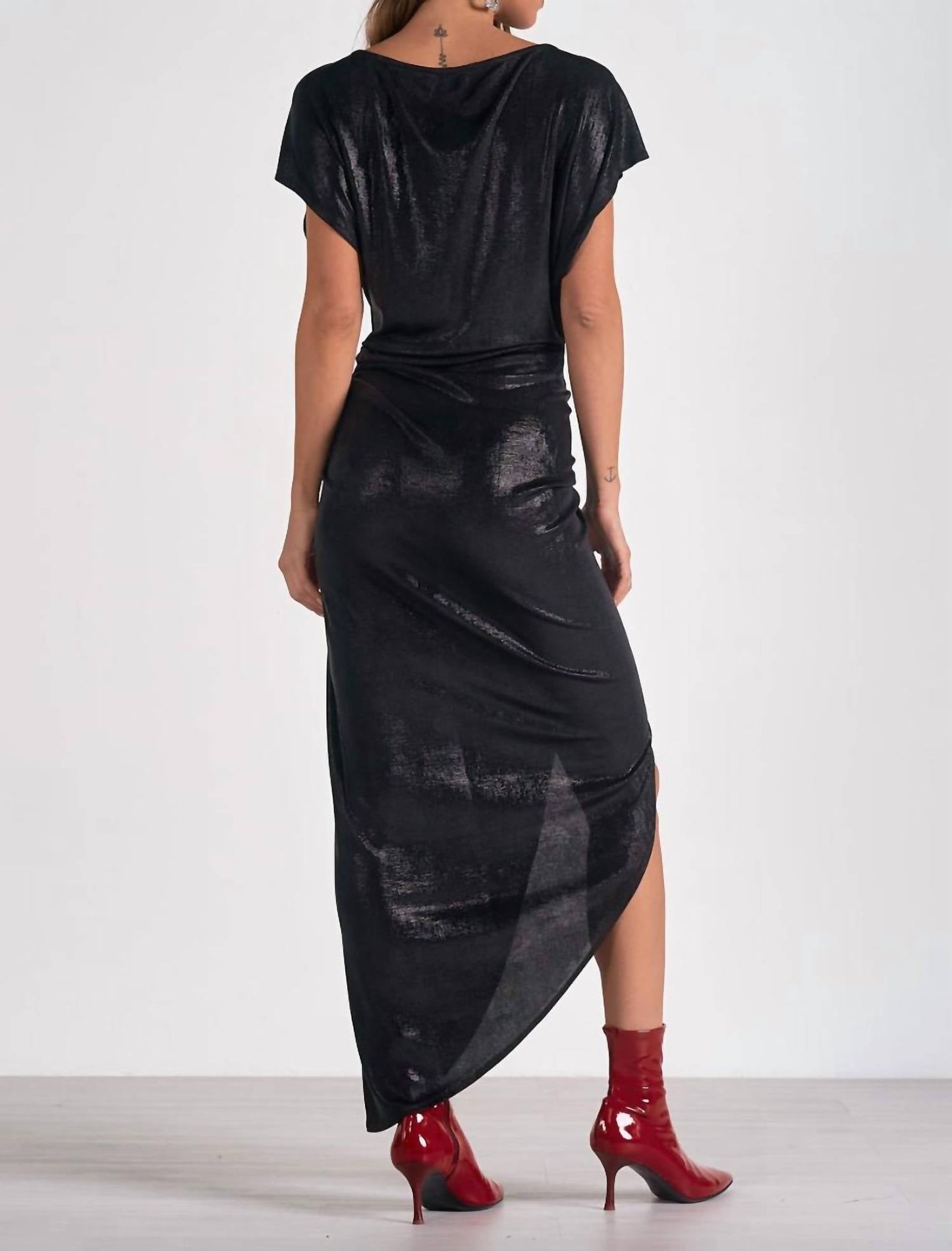 Elan - Cap Sleeve High Slit Dress
