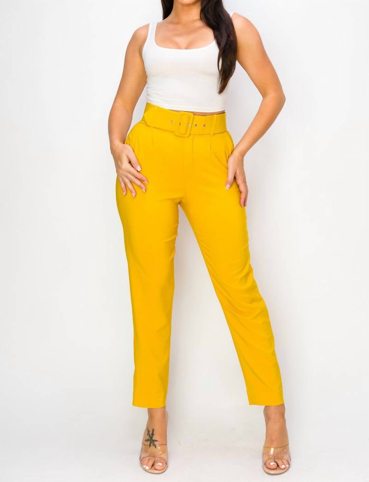 A.C.G. Los Angeles - Ankle Slim Fit Cigarette Pants With Belt