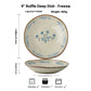 9-inch Ceramic Deep Plates with Blue Leaf Pattern