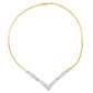 14K Yellow and White Gold 2.00 Cttw Round and Princess-Cut Diamond 'V' Shape Statement Necklace (H-I Color, SI2-I1 Clarity) - 18"