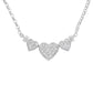 14K White Gold 1.0 Cttw Princess Cut Diamond Three Heart 18" Statement Pendant Necklace (H-I Color, SI2-I1 Clarity)