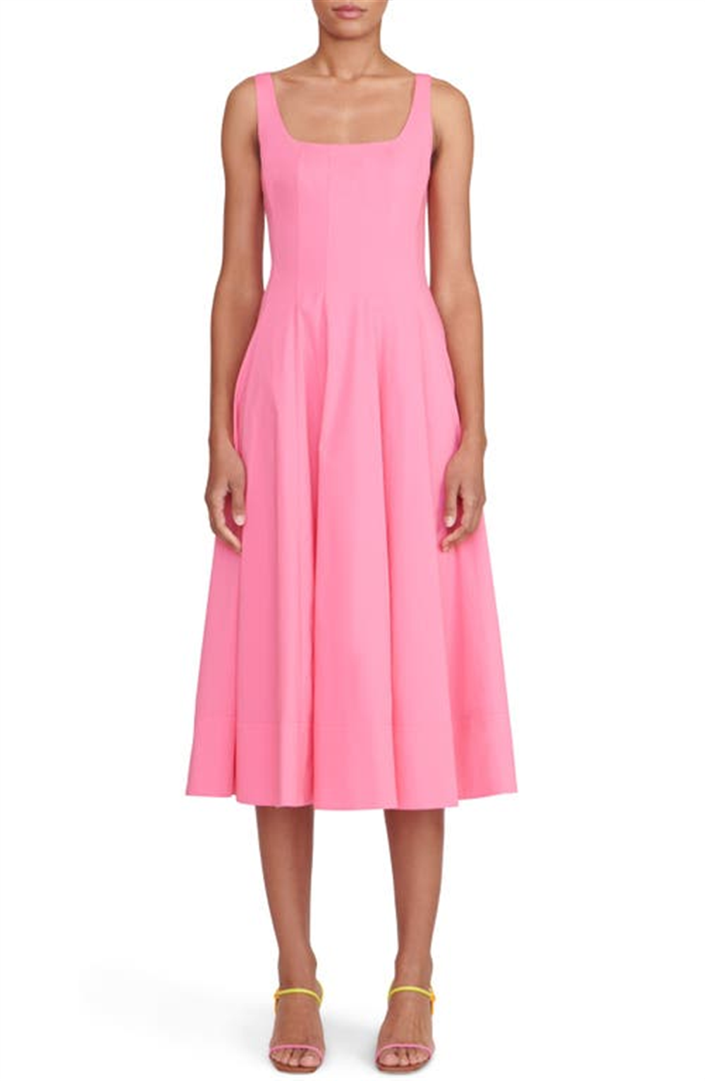 STAUD Wells Stretch Cotton Dress Plumeria Pink Size 4