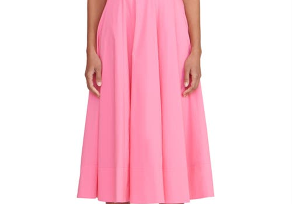 STAUD Wells Stretch Cotton Dress Plumeria Pink Size 4