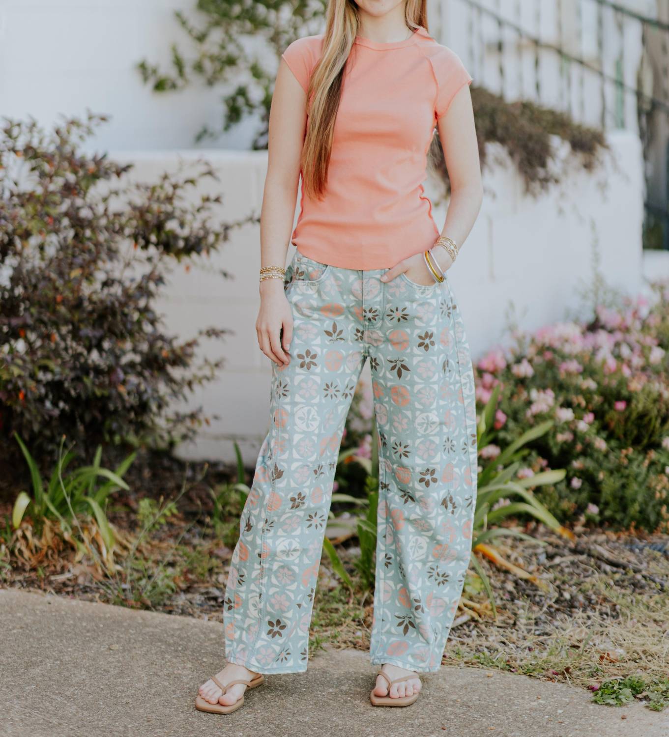 Free People - Ditzy Jade Fun Barrel Jeans