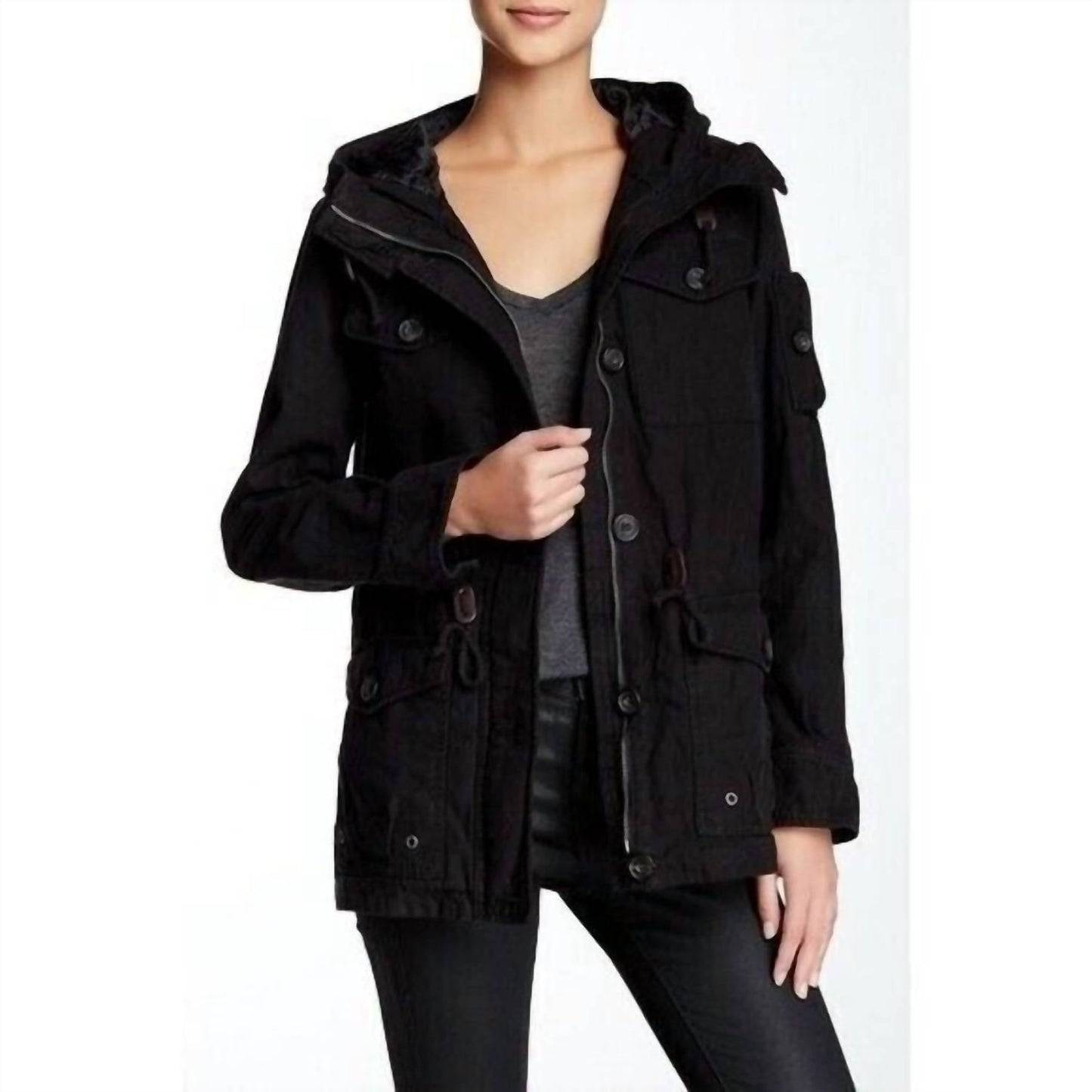 Levi'S - Cotton Hooded Drawstring Insulated Military Jacket