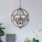 4 Light Metal Chandelier in Black Iron with Adjustable Chain
