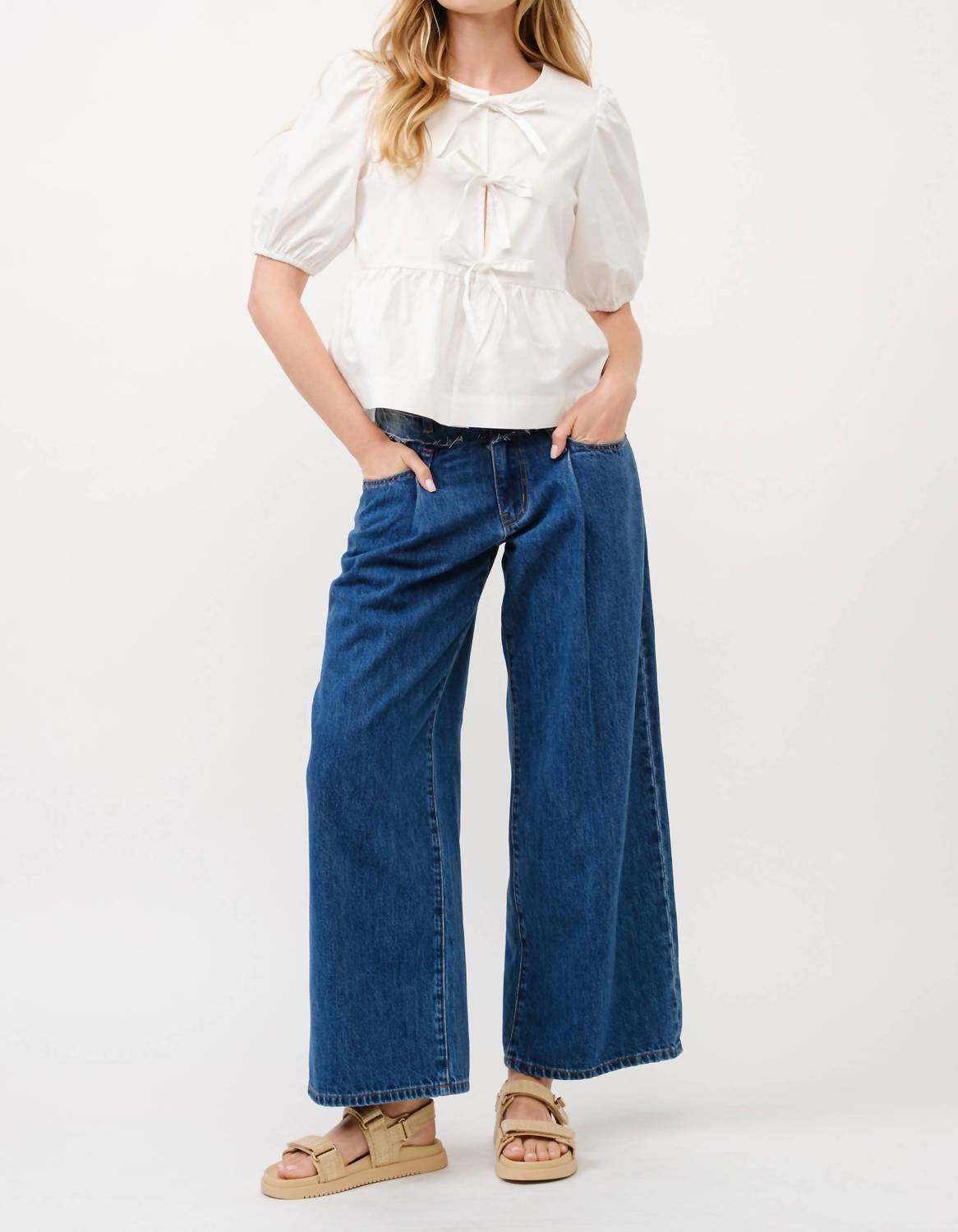 Aaron & Amber - Tie Front Peplum Blouse