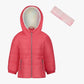 लंदन फॉग - लड़कियों के लिए ज़िपर-फ्रंट हुडेड मिड सिंच पफर जैकेट