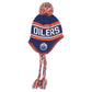 NHL Apparel Edmonton Oilers Kids Youth Alpine Tassel Ear Flaps Knit Beanie Hat