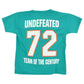 NFL Miami Dolphins Undefeated 72 Team Century Teal Youth Kids Tshirt Tee