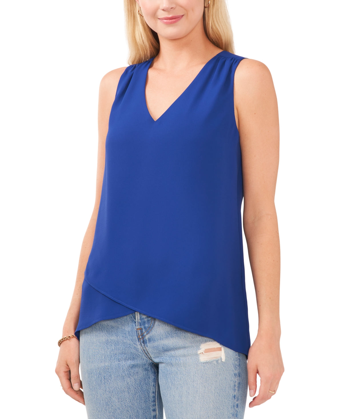 Vince Camuto Women's V-Neck Overlap Sleeveless Top Multi Size S