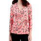 Anne Klein Women's Fan Print Top Pink Size 1X