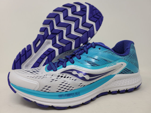 Saucony Women's Ride 10 Running Shoes White/Blue Size 5 B(M) Us