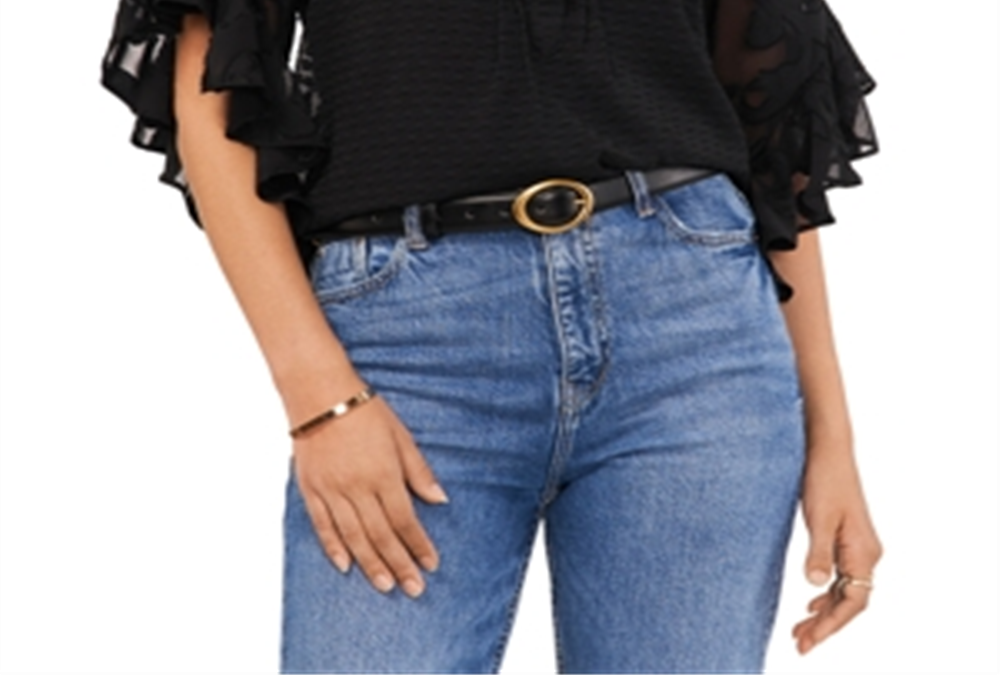 Vince Camuto Pintuck Trim Ruffled Sleeve Top Black Size Medium