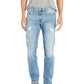 A|X ARMANI EXCHANGE Men's Stretch Cotton Straight Pant with Rips and Repairs, Indigo Denim, 36