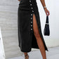 1 The Woman - Bella Button Fly Midi Skirt